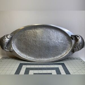 Bruce Fox Design Wilton Armetale Vintage Tray with Fish Holders 22.4" x 10.7"